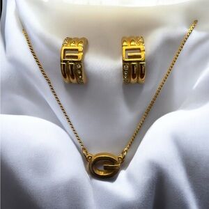 Givenchy Elegant Gold tone Jewelry Set with Necklace & Earrings